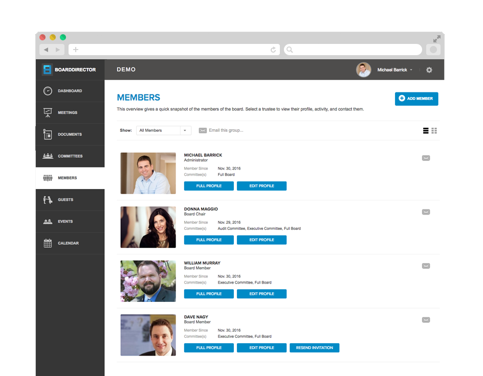 board member management in our board portal