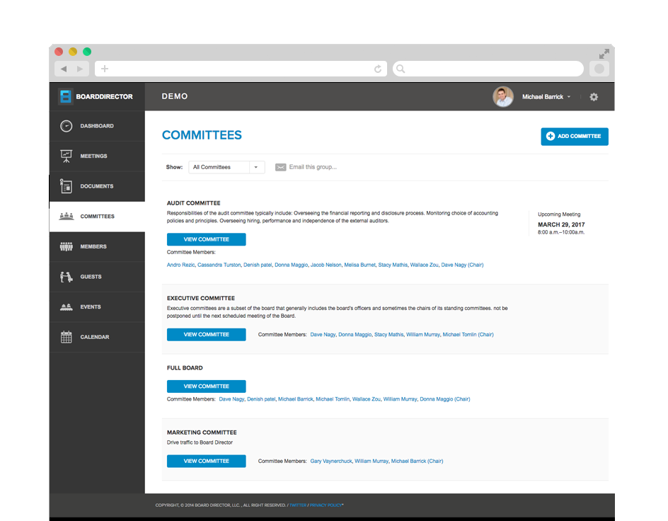 Committees for good governance inside of our Board Portal